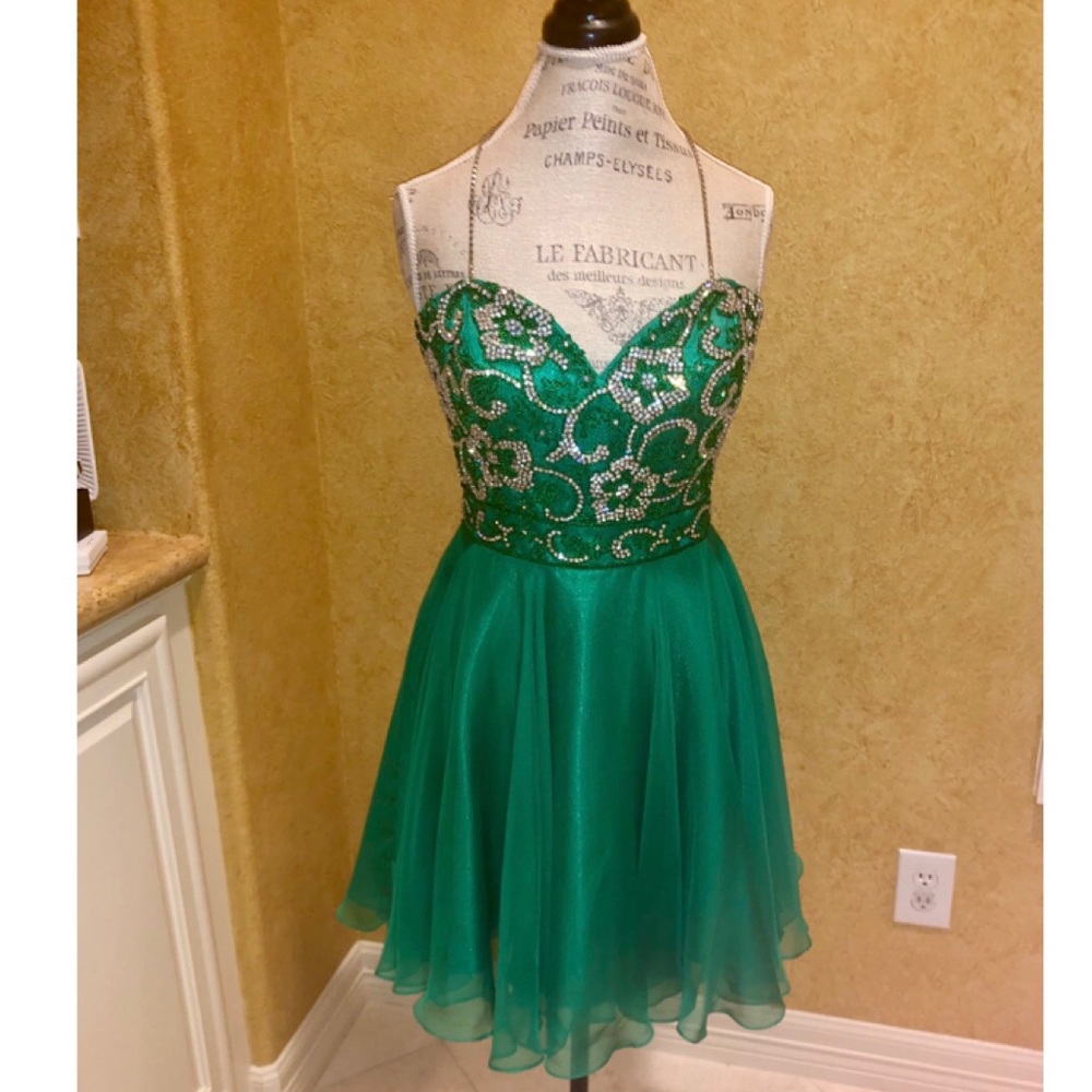 Sheri Hill Green Rhinestone Dress